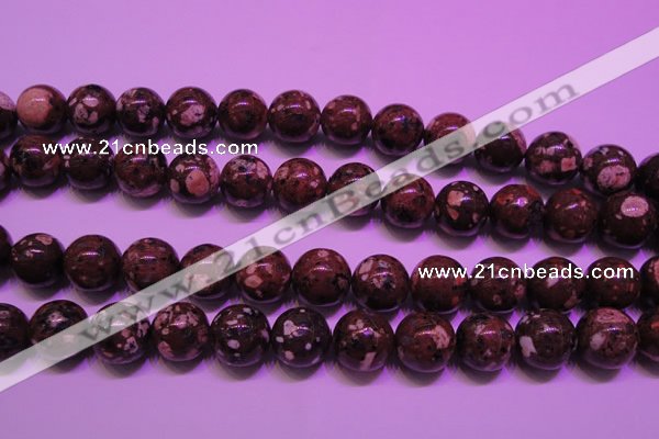 CDM54 15 inches 12mm round strawberry dalmatian jasper beads