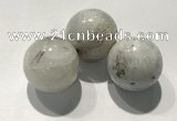 CDN1034 30mm round black rutilated quartz decorations wholesale