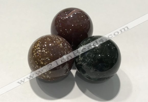 CDN1091 30mm round Indian agate decorations wholesale