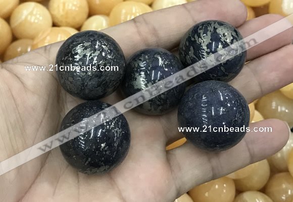 CDN11 25mm round pyrite gemstone decorations wholesale