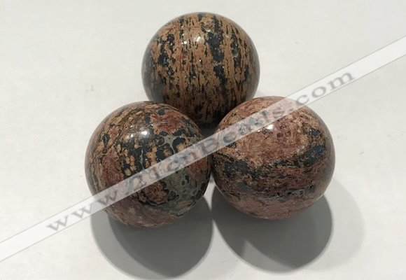 CDN1130 30mm round leopard skin jasper decorations wholesale