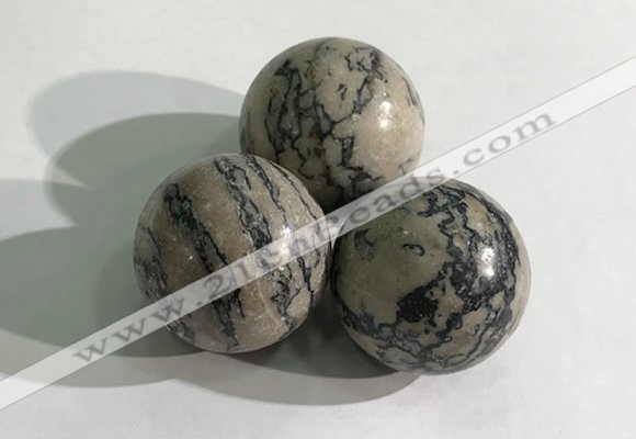 CDN1149 30mm round zebra jasper decorations wholesale