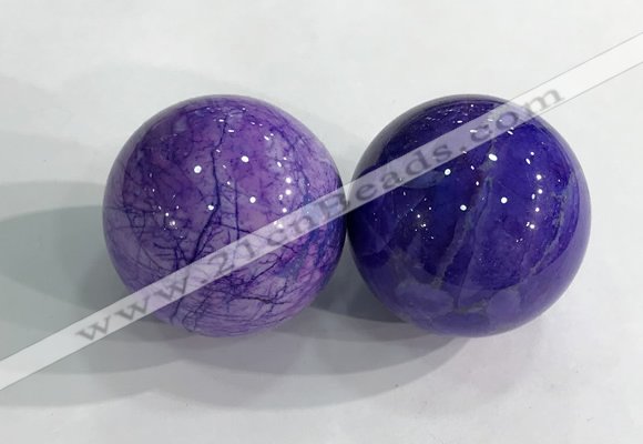 CDN1218 40mm round dyed white howlite decorations wholesale