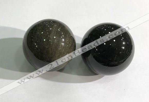 CDN1240 40mm round golden obsidian decorations wholesale