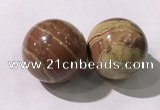 CDN1274 40mm round red picture jasper decorations wholesale