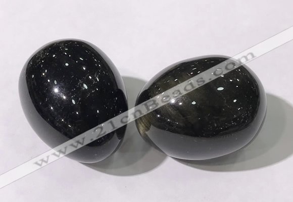 CDN1375 35*45mm egg-shaped golden obsidian decorations wholesale