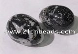 CDN1393 35*45mm egg-shaped black & white jasper decorations wholesale