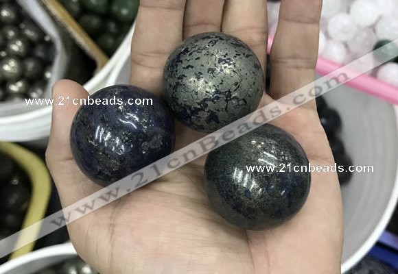 CDN14 35mm round pyrite gemstone decorations wholesale