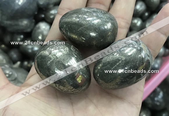 CDN30 28*38mm egg-shaped pyrite gemstone decorations wholesale