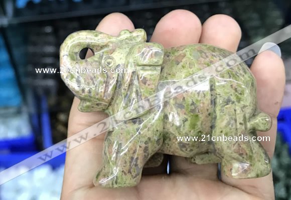 CDN516 33*65*45mm elephant unakite decorations wholesale