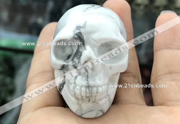 CDN562 35*50*40mm skull white howlite decorations wholesale
