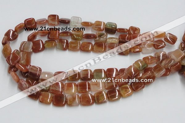 CDQ07 15.5 inches 14*14mm square natural red quartz beads wholesale