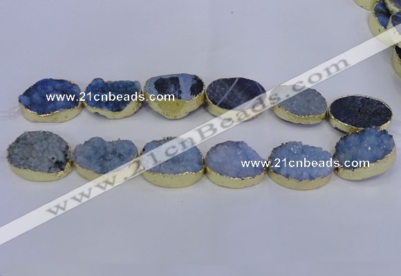 CDQ507 20*30mm - 22*30mm oval druzy quartz beads wholesale