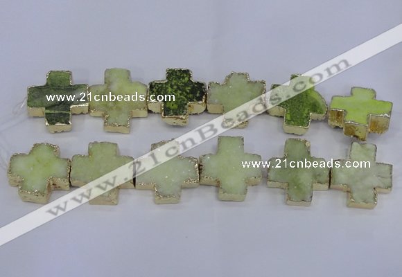 CDQ518 23*24mm - 24*25mm cross druzy quartz beads wholesale