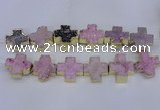 CDQ519 23*24mm - 24*25mm cross druzy quartz beads wholesale