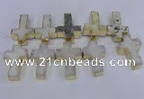 CDQ526 28*45mm - 30*47mm cross druzy quartz beads wholesale