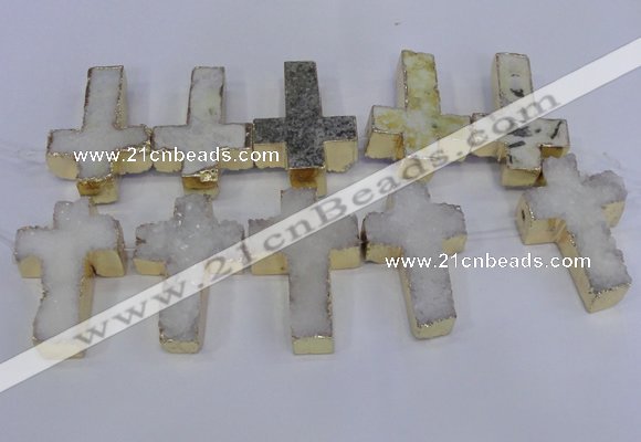 CDQ526 28*45mm - 30*47mm cross druzy quartz beads wholesale