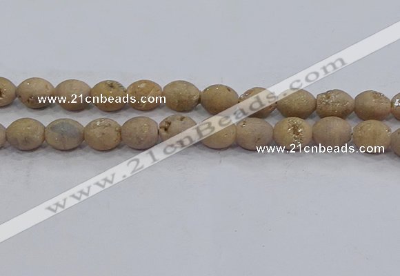 CDQ622 8 inches 10*12mm rice druzy quartz beads wholesale