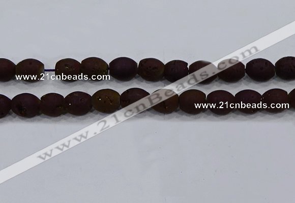 CDQ625 8 inches 10*12mm rice druzy quartz beads wholesale