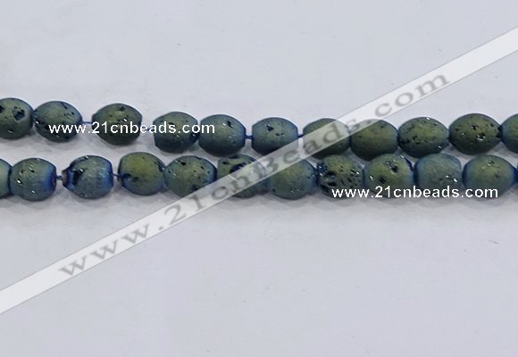 CDQ626 8 inches 10*12mm rice druzy quartz beads wholesale