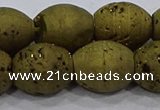 CDQ636 8 inches 12*14mm rice druzy quartz beads wholesale