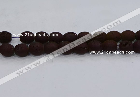 CDQ639 8 inches 12*14mm rice druzy quartz beads wholesale