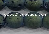 CDQ640 8 inches 12*14mm rice druzy quartz beads wholesale