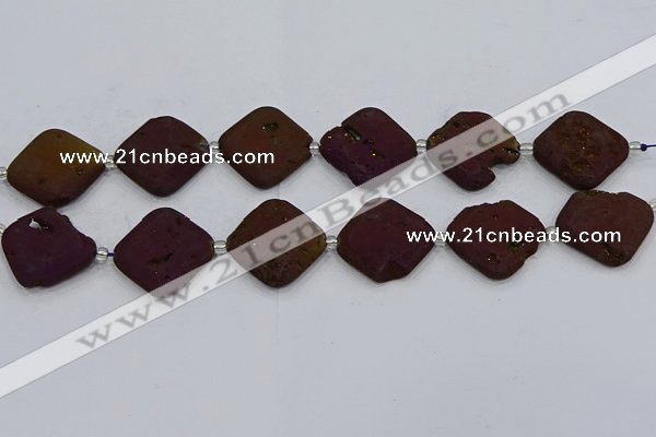 CDQ663 8 inches 25*25mm diamond druzy quartz beads wholesale