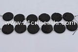 CDQ682 8 inches 30mm flat round druzy quartz beads wholesale