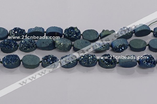 CDQ714 8 inches 13*18mm oval druzy quartz beads wholesale