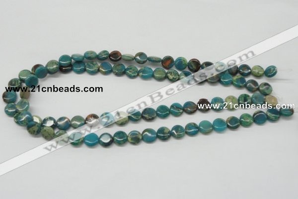 CDS10 16 inches 10mm flat round dyed serpentine jasper beads wholesale