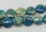 CDS11 16 inches 12mm flat round dyed serpentine jasper beads wholesale