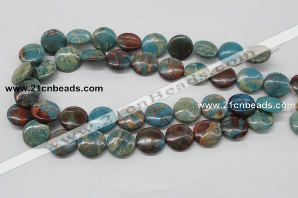 CDS14 16 inches 18mm flat round dyed serpentine jasper beads wholesale