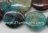 CDS15 16 inches 25mm flat round dyed serpentine jasper beads wholesale