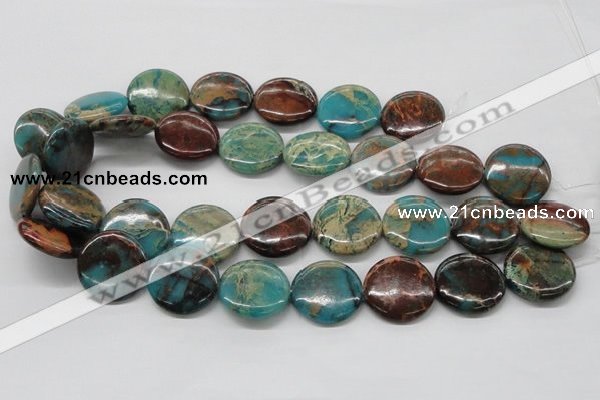 CDS15 16 inches 25mm flat round dyed serpentine jasper beads wholesale