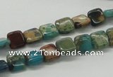 CDS19 16 inches 8*8mm square dyed serpentine jasper beads wholesale