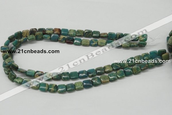 CDS20 16 inches 10*10mm square dyed serpentine jasper beads wholesale