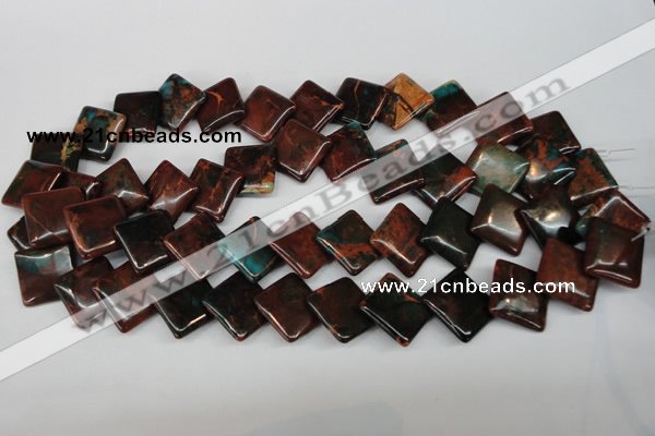 CDS220 15.5 inches 18*18mm diamond dyed serpentine jasper beads