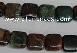 CDS262 15.5 inches 12*12mm square dyed serpentine jasper beads