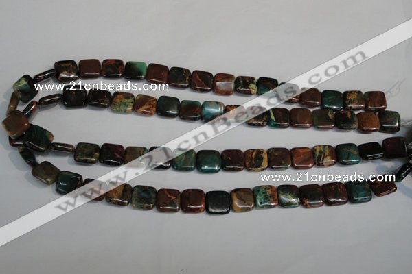 CDS262 15.5 inches 12*12mm square dyed serpentine jasper beads