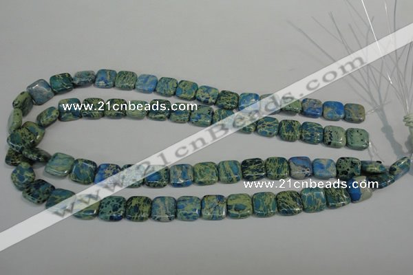 CDS270 15.5 inches 12*12mm square dyed serpentine jasper beads