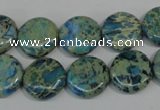 CDS272 15.5 inches 14mm flat round dyed serpentine jasper beads