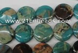 CDS32 15.5 inches 14mm flat round dyed serpentine jasper beads