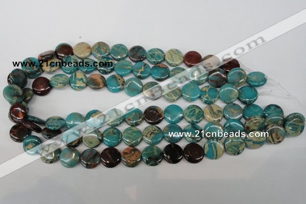 CDS32 15.5 inches 14mm flat round dyed serpentine jasper beads