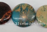 CDS33 15.5 inches 30mm flat round dyed serpentine jasper beads