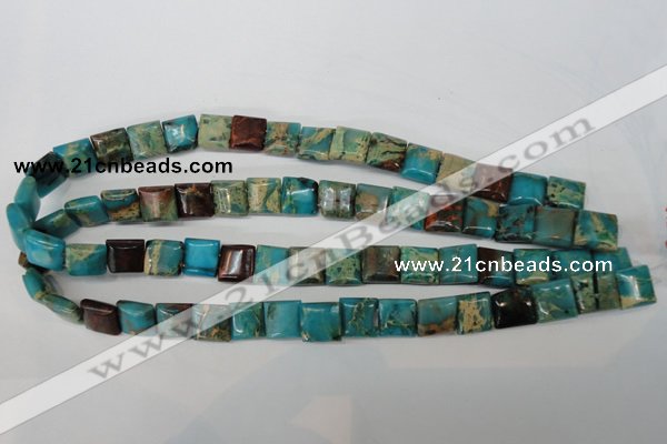 CDS38 12*12mm square double drilled dyed serpentine jasper beads