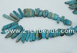 CDS500 Top drilled 8*20mm - 10*55mm sticks serpentine jasper beads