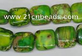 CDT121 15.5 inches 14*14mm square dyed aqua terra jasper beads