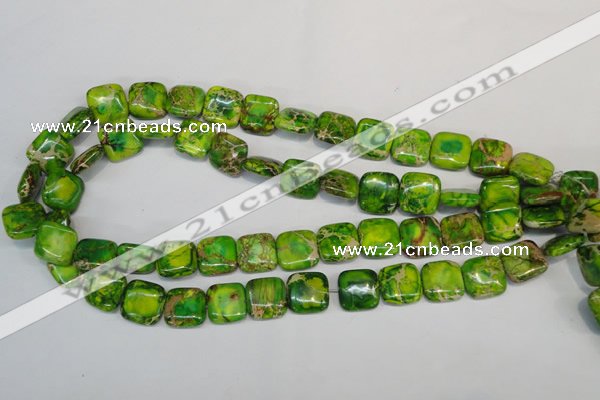 CDT121 15.5 inches 14*14mm square dyed aqua terra jasper beads