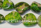 CDT154 15.5 inches 15*20mm nugget dyed aqua terra jasper beads